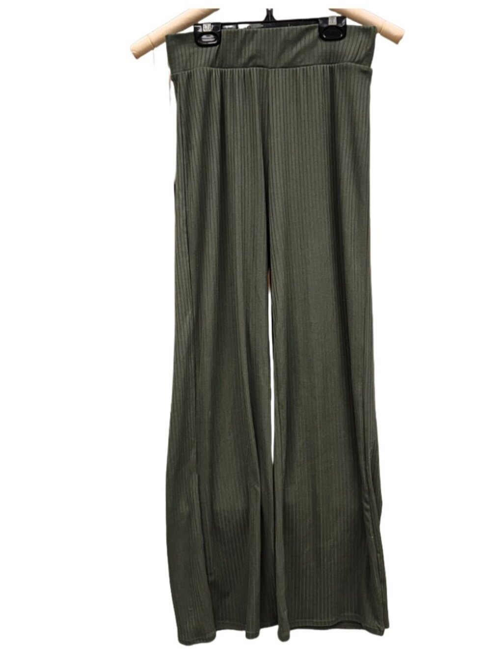 NoBo Olive Green Ribbed Knit Wide Leg Pants Flowy Breathable Lounge Pants Comfy!